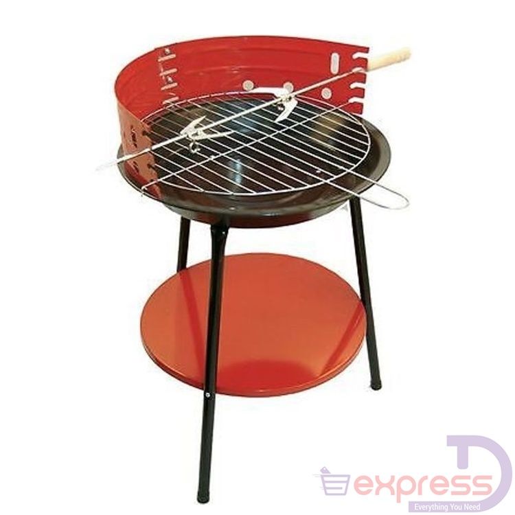 36cm Round Charcoal BBQ Grill Smokeless Oven Barbecue Grill BBQ Red